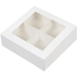 4-Cavity White Window Bakery Boxes with Dividers, 3-Count